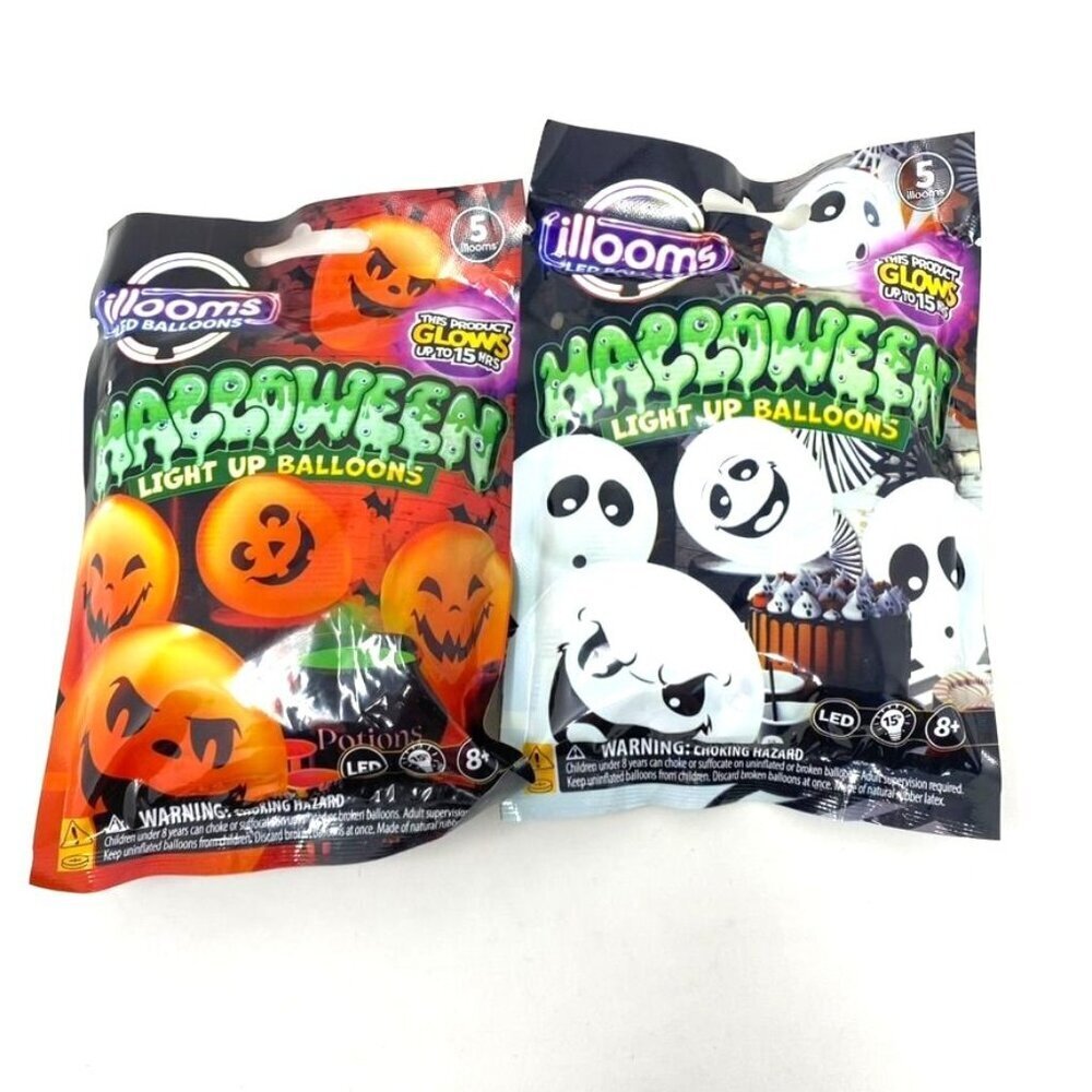 iLLoom Balloons 5ct Latex Pumpkin Orange OR Ghost White Halloween Party B44